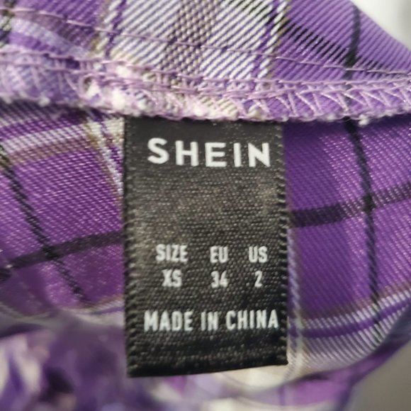 Purple Tartan Cropped High Waist Wide Leg Pants Trousers, 2 - Picture 7 of 8